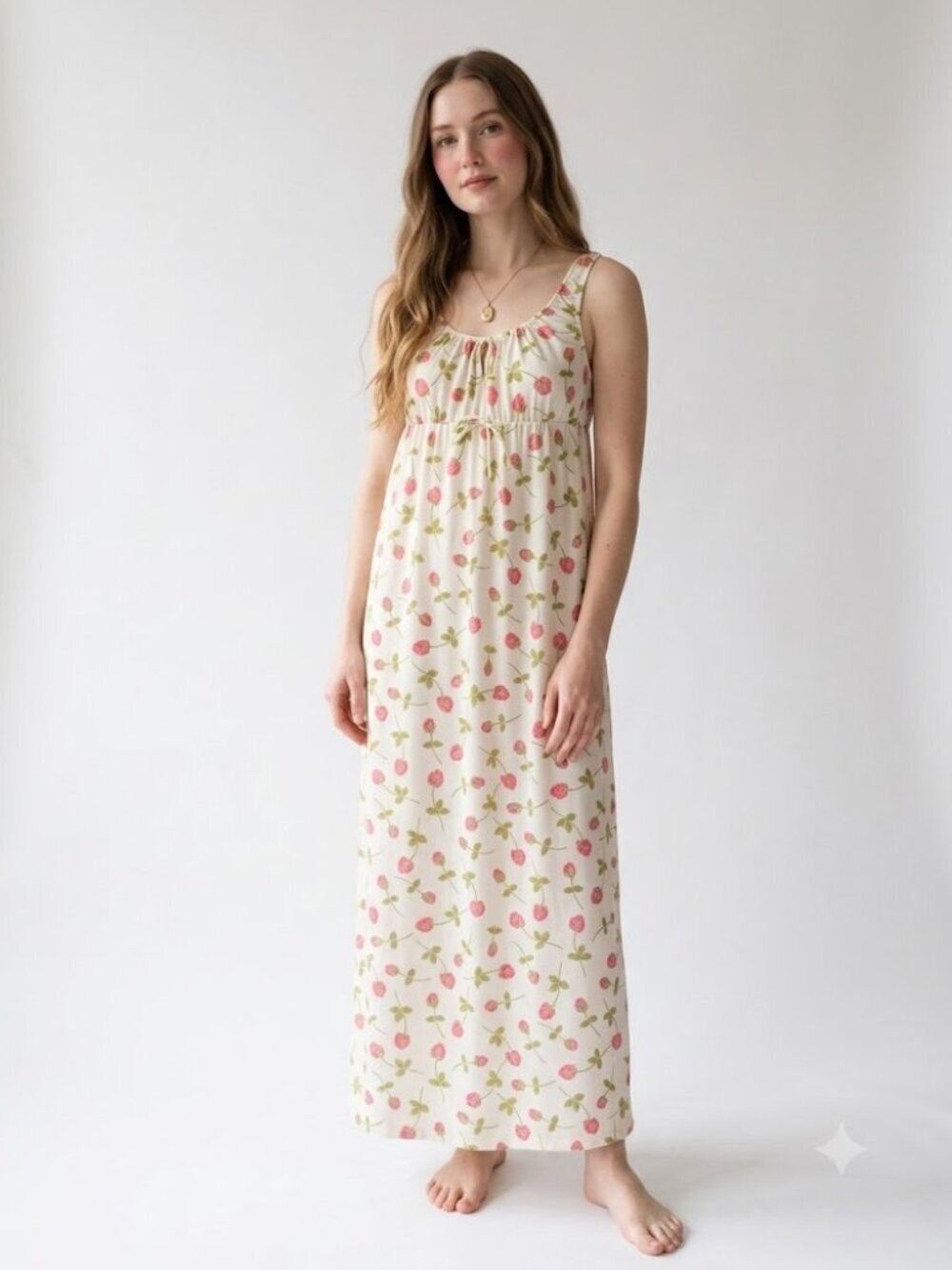 Vintage Juniper Floral Maxi Slip Nightgown USA Made Pink Rose Slip Dress XS S